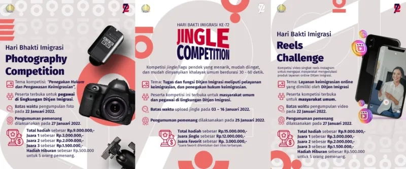 Gerak Cepat! Imigrasi Siapkan Hadiah 33 Juta untuk Jingle & Photo Competition Serta Reels Challenge